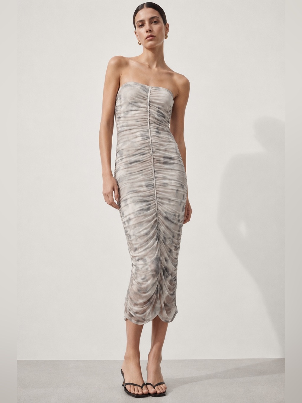 Zara draped tulle dress strapless mid dress body con size M perfect condition